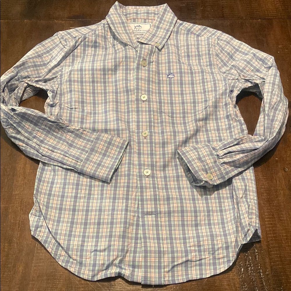 Southern Tide Boys Plaid Button-Up Shirt Small 6-7